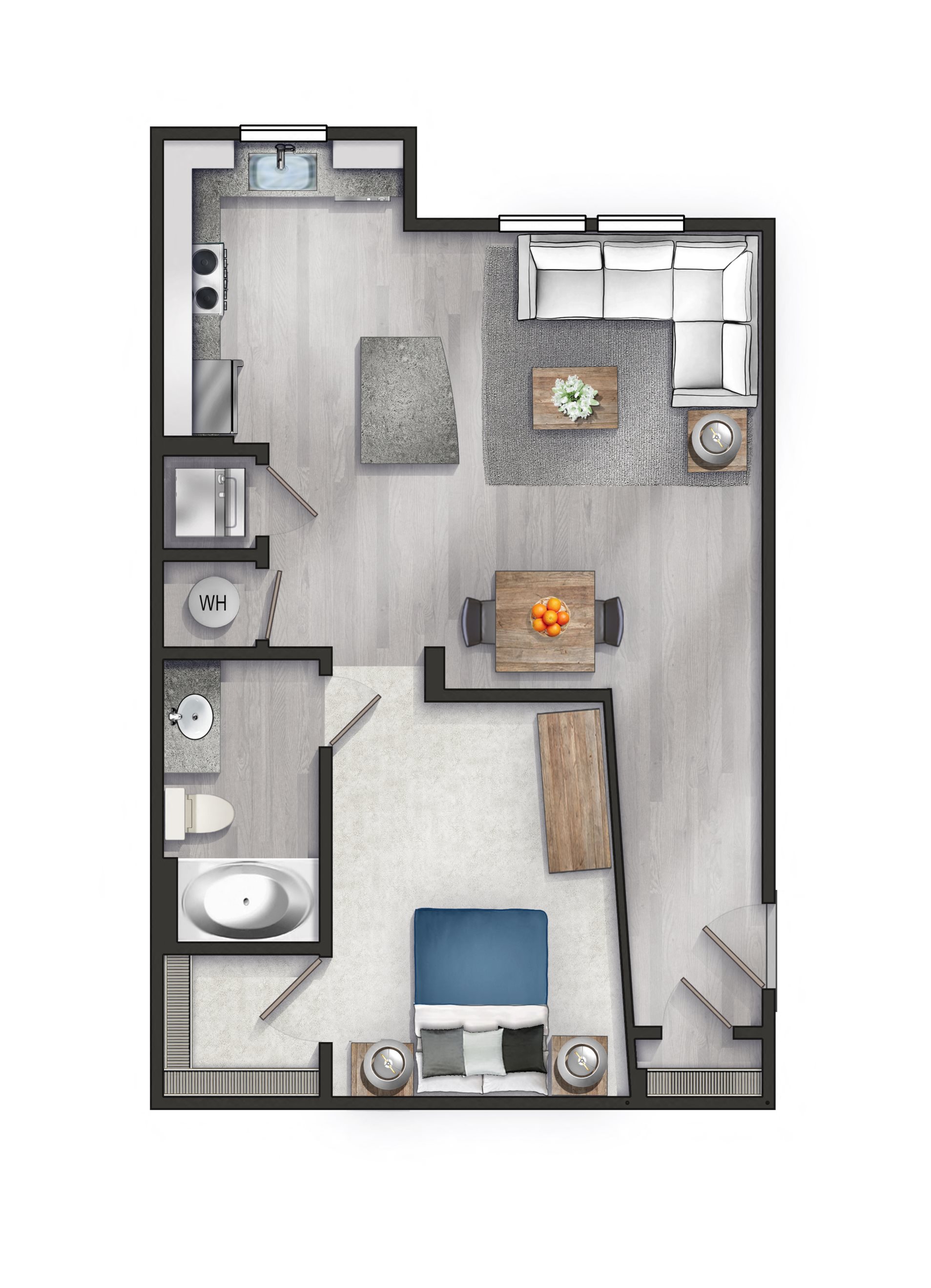 Studio apartment at Trailside Verdae located in Greenville SC.
